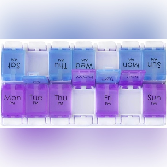 Daily Vitamin Box AM PM Pill Case Organizer Weekly Pop Up 7 Day (5.Purple/Blue) - Picture 6 of 7